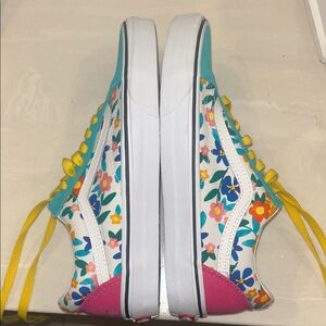 Vans Floral Sneakers with Yellow Laces